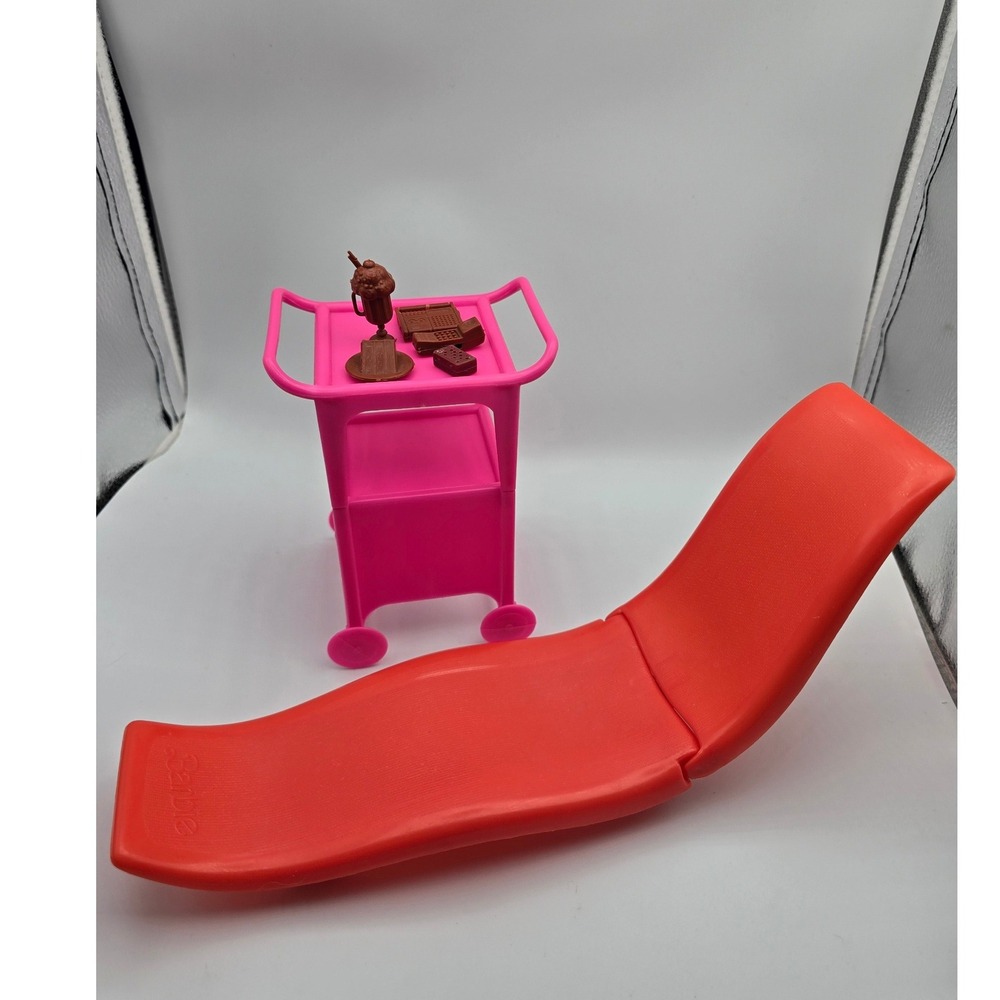 Vintage 1980 Barbie Dream Pool Collection Patio‎ Lounger & Serving Cart